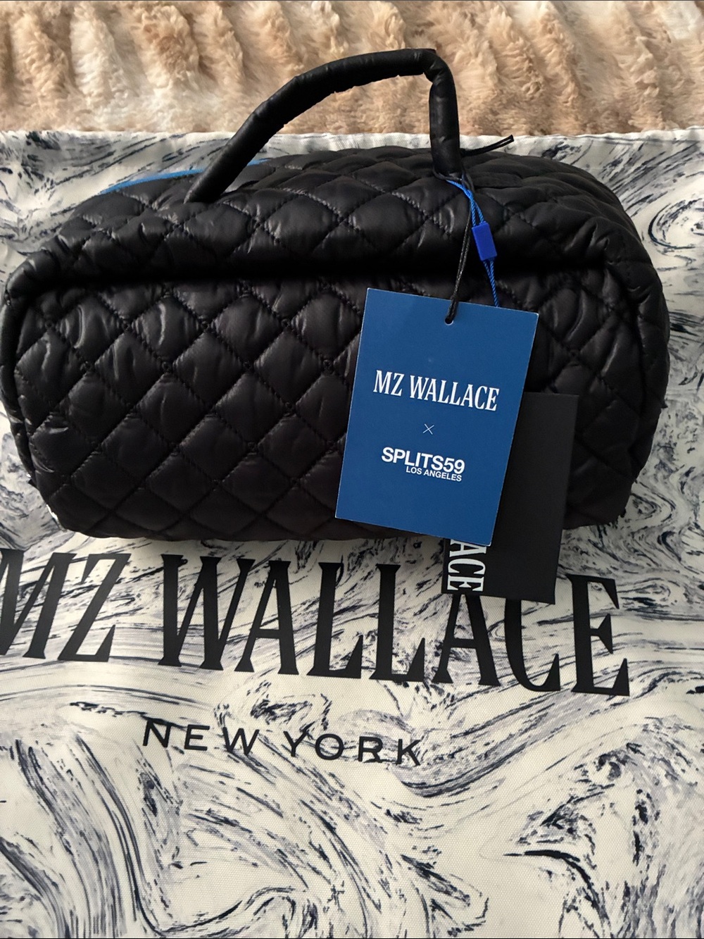 NWT MZWallace LIMITED EDITION X SPLITS59 Black/Blue Trim Accordion Cosmetic Bag. - Picture 6 of 10